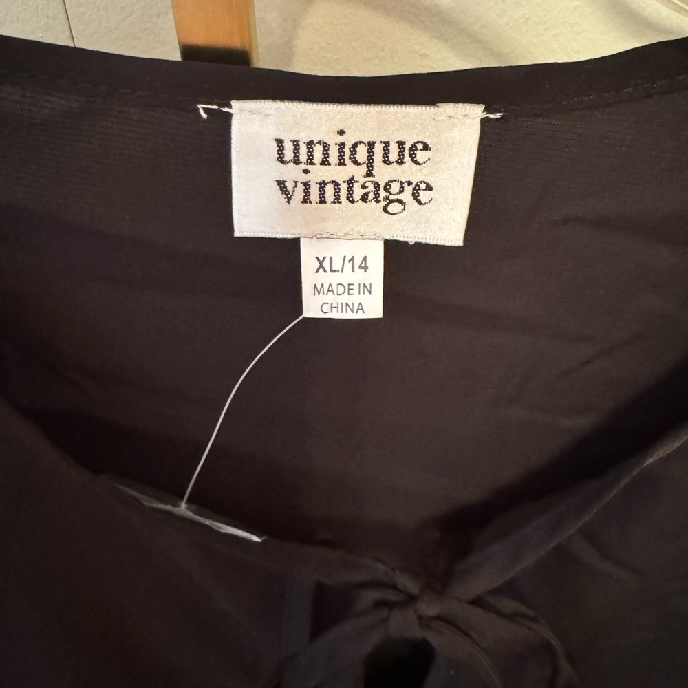 NWT - Unique Vintage Black Flocked Spiderweb Cecilia Blouse - Picture 6 of 9